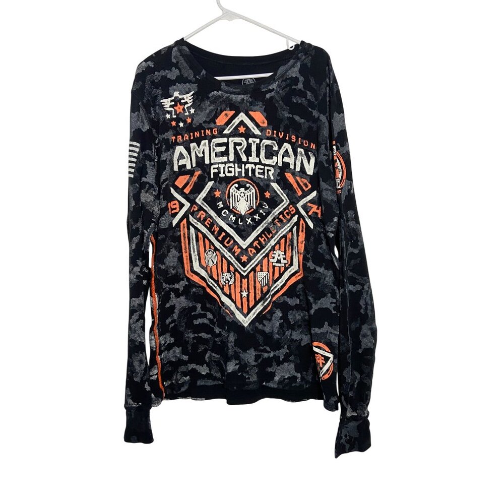 American Fighter Men's 1974 Premium Athletics Long Sleeve Shirt Camo print sz XL